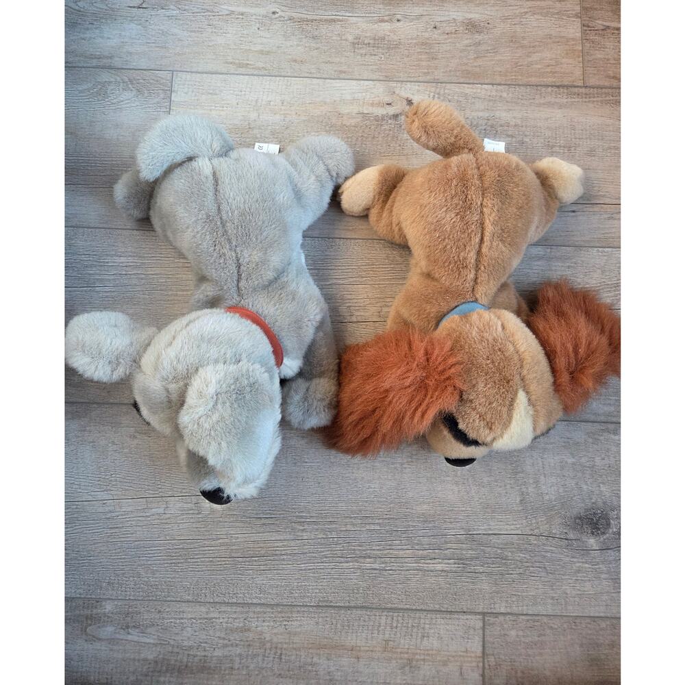 Vintage Disney Store Lady and the Tramp Plush Set‎ 12" Floppy Bean Bag Authentic